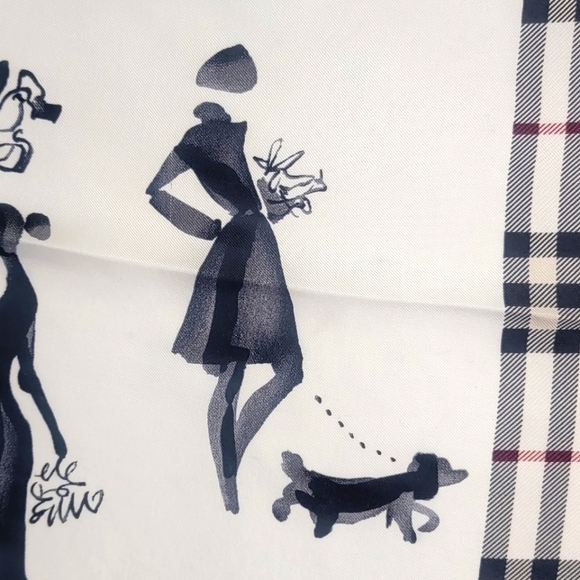 ⭐BURBERRY Burberry Square Silk Neckerchief 18” X 18” Walking The Dog. Novacheck - Picture 4 of 8